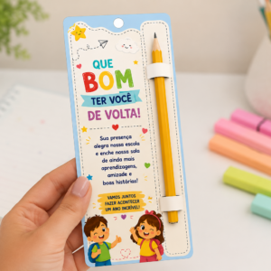 📚✨ MARCADOR DE PÁGINA COM LÁPIS – VOLTA ÀS AULAS ✨